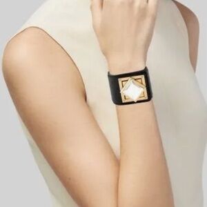 Michael Kors Black Leather Crystal Wrap Bracelet